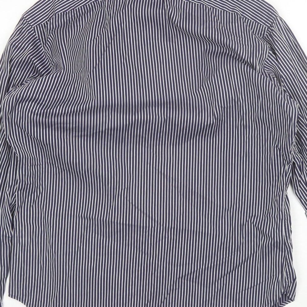 TM LEWIN Mens Blue Striped Cotton  Dress Shirt Size 15.5 Collared