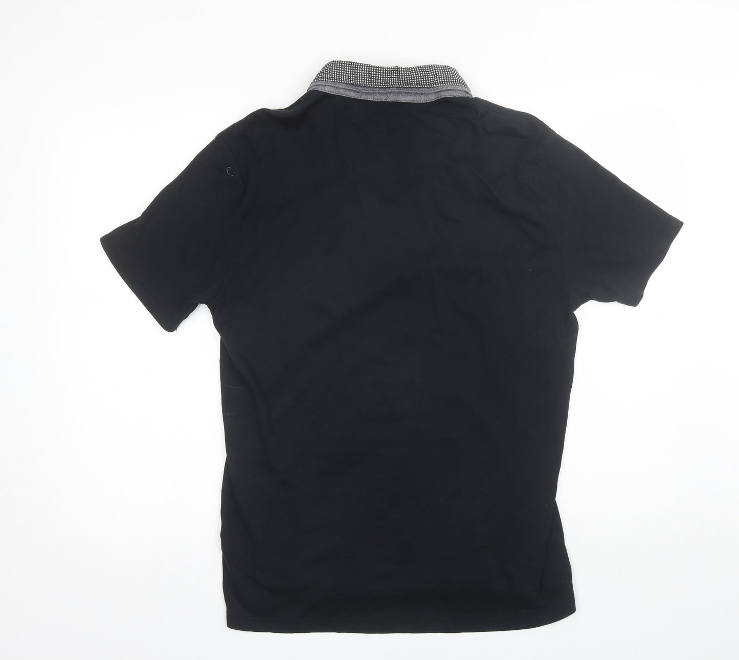 George Mens Black  Cotton  Polo Size M Collared