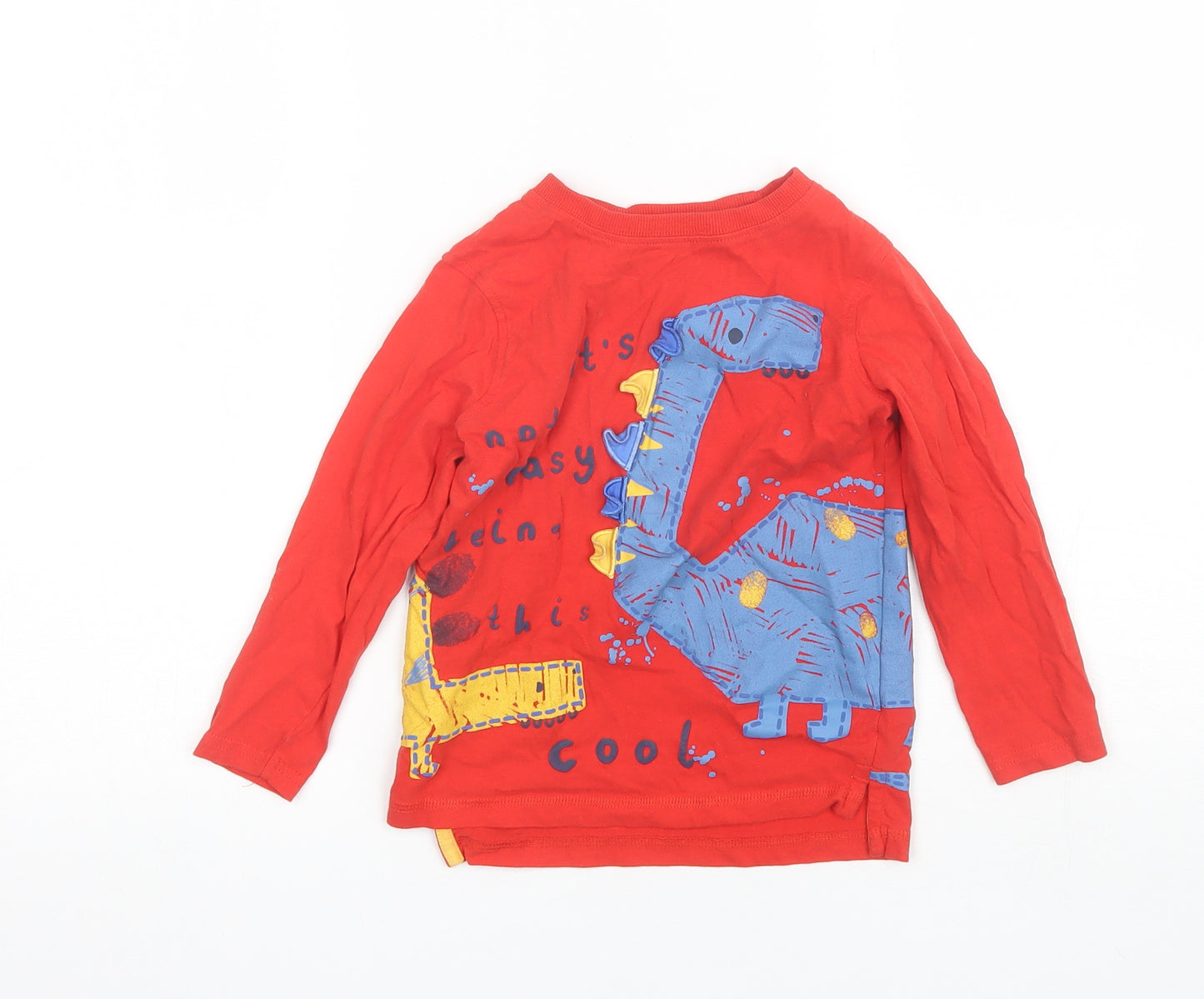 George Boys Red  Cotton Basic T-Shirt Size 4-5 Years Round Neck