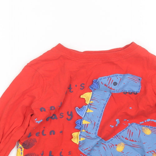 George Boys Red  Cotton Basic T-Shirt Size 4-5 Years Round Neck