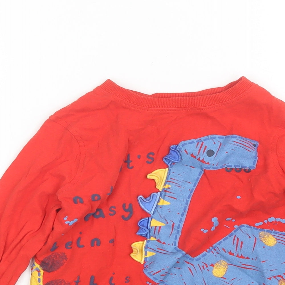 George Boys Red  Cotton Basic T-Shirt Size 4-5 Years Round Neck