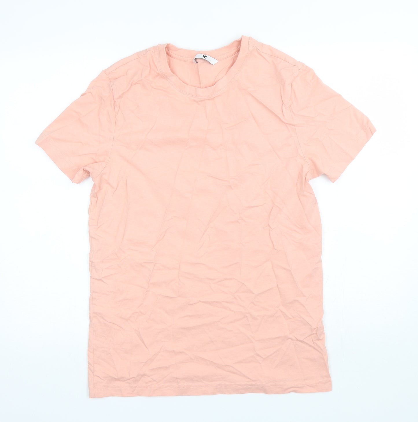 V by Very Womens Pink  Cotton Basic T-Shirt Size M Round Neck