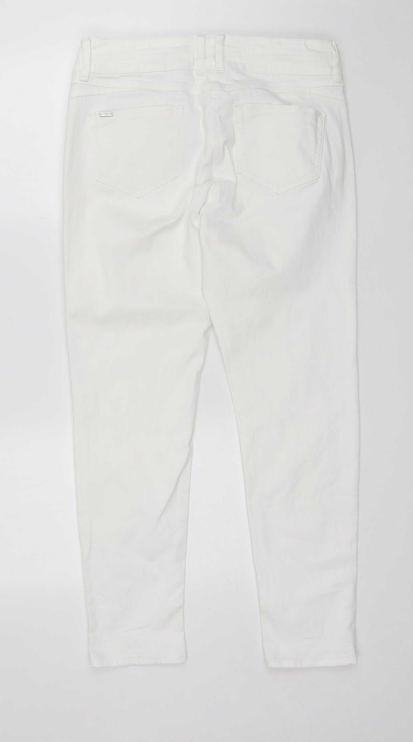 NEXT Womens White  Cotton Skinny Jeans Size 14 L28 in Regular