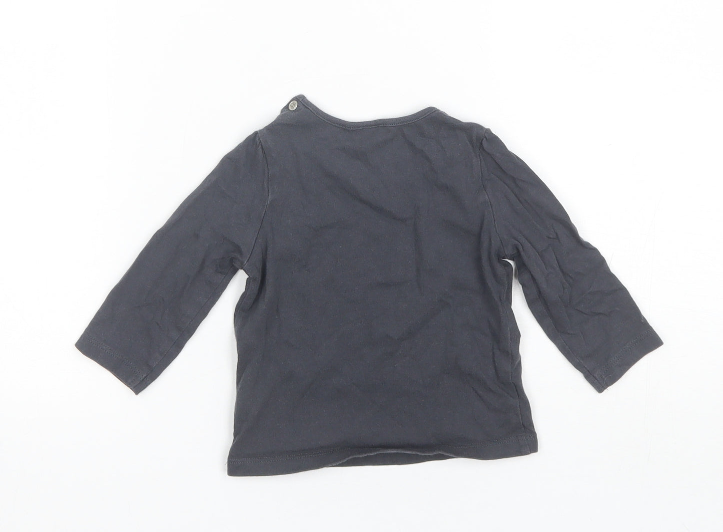 NEXT Baby Grey  Cotton Basic T-Shirt Size 6-9 Months Round Neck