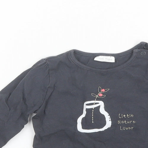NEXT Baby Grey  Cotton Basic T-Shirt Size 6-9 Months Round Neck