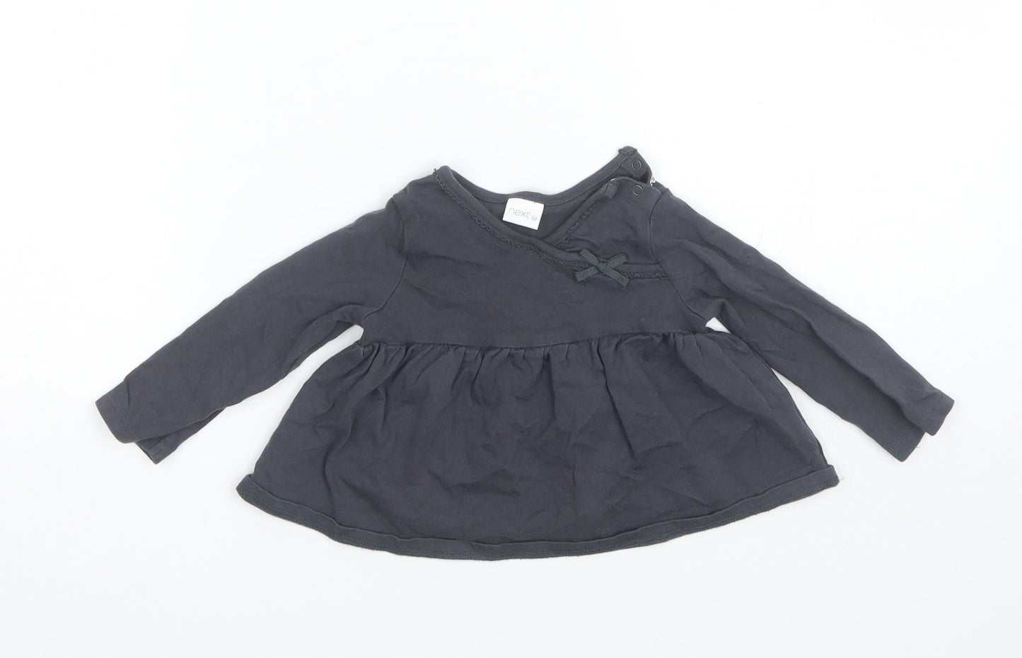 NEXT Baby Grey  Cotton Basic Blouse Size 9-12 Months Round Neck