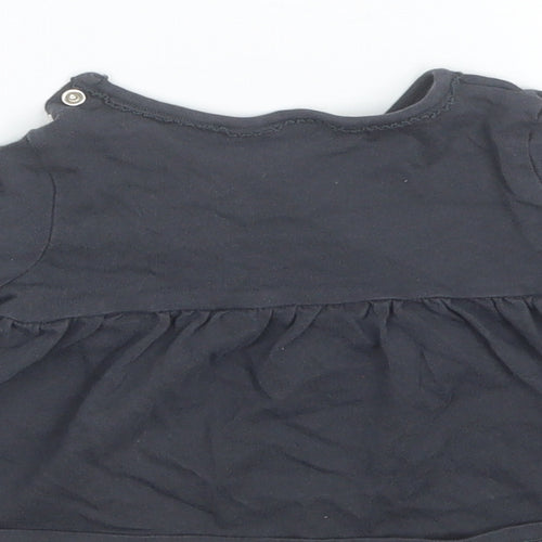 NEXT Baby Grey  Cotton Basic Blouse Size 9-12 Months Round Neck