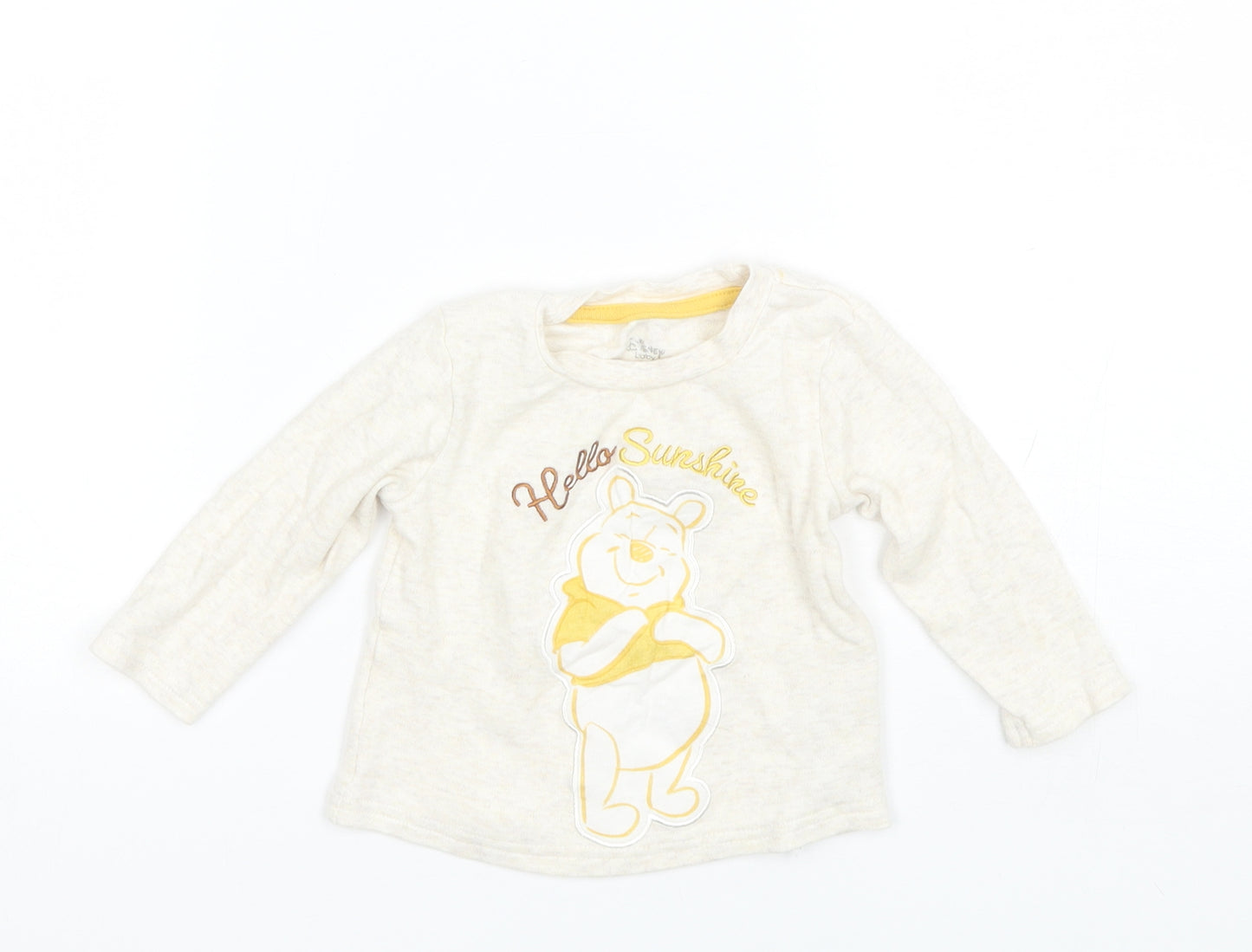 Primark Baby Beige  Cotton Basic T-Shirt Size 9-12 Months Round Neck  - Disney