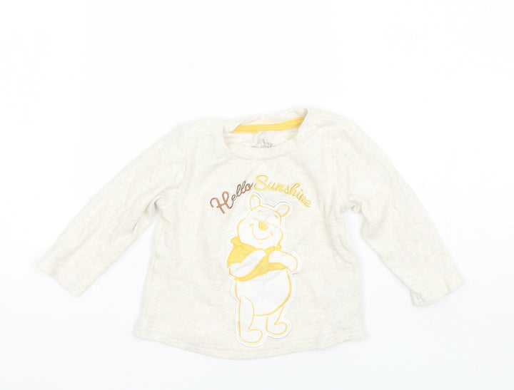 Primark Baby Beige  Cotton Basic T-Shirt Size 9-12 Months Round Neck  - Disney
