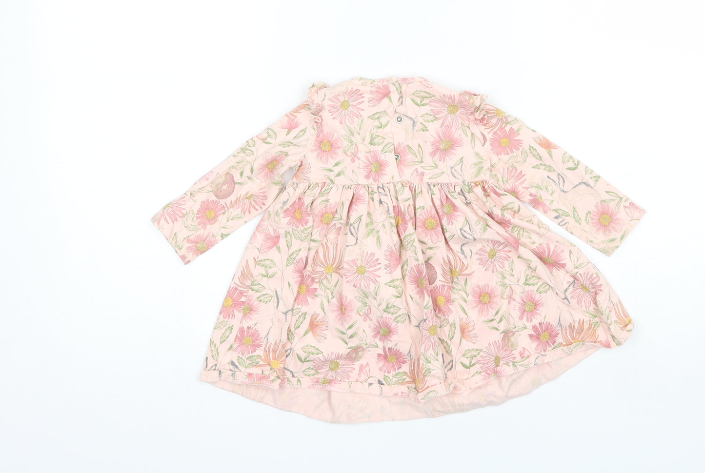 NEXT Baby Pink Floral Cotton Shift  Size 6-9 Months  Round Neck