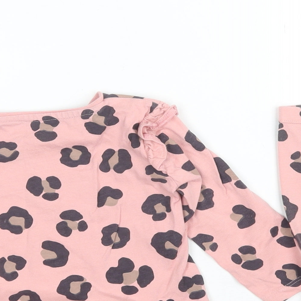 F&F Baby Pink Animal Print Cotton Trousers Set Outfit/Set Size 9-12 Months