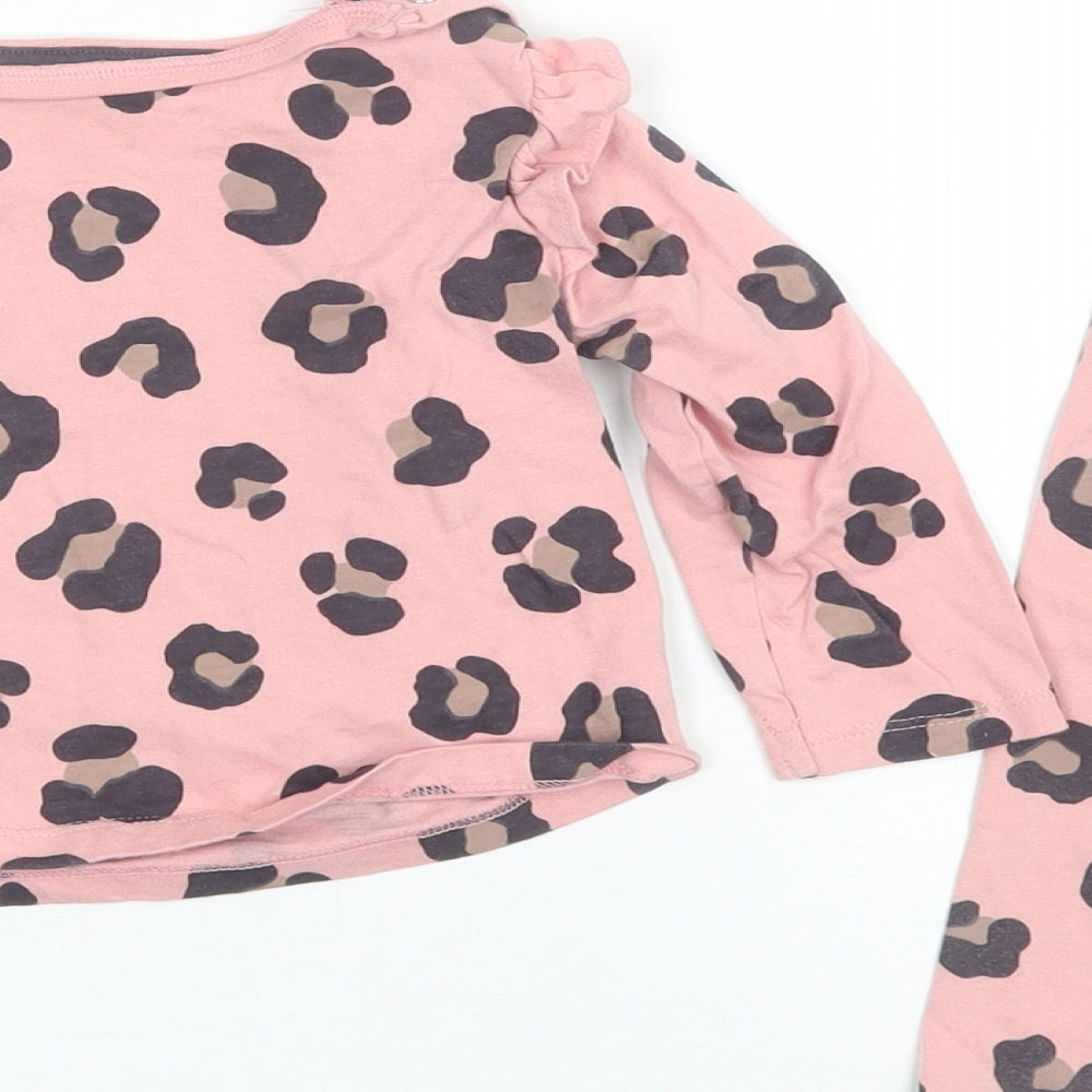 F&F Baby Pink Animal Print Cotton Trousers Set Outfit/Set Size 9-12 Months