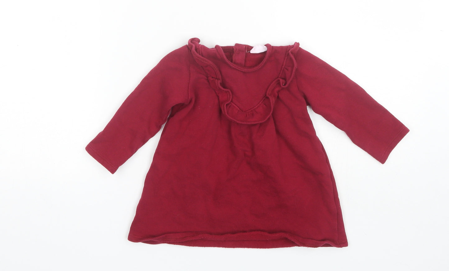 F&F Baby Red  Cotton Shift  Size 9-12 Months  Round Neck