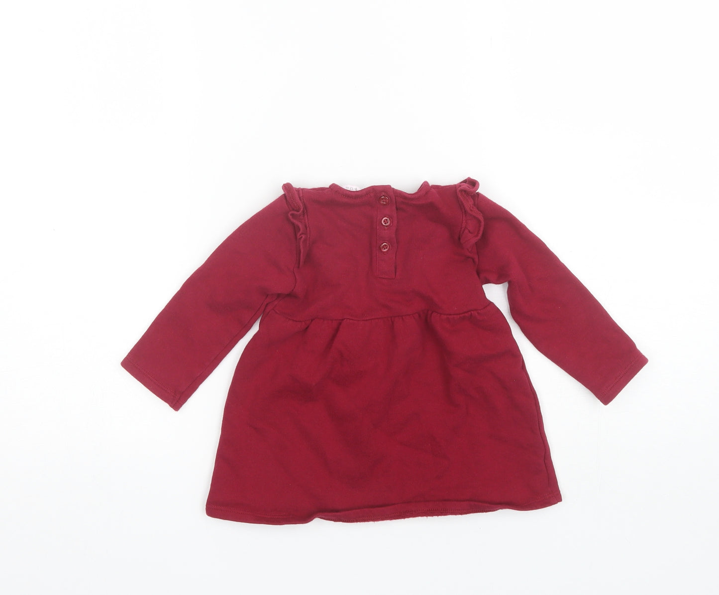 F&F Baby Red  Cotton Shift  Size 9-12 Months  Round Neck