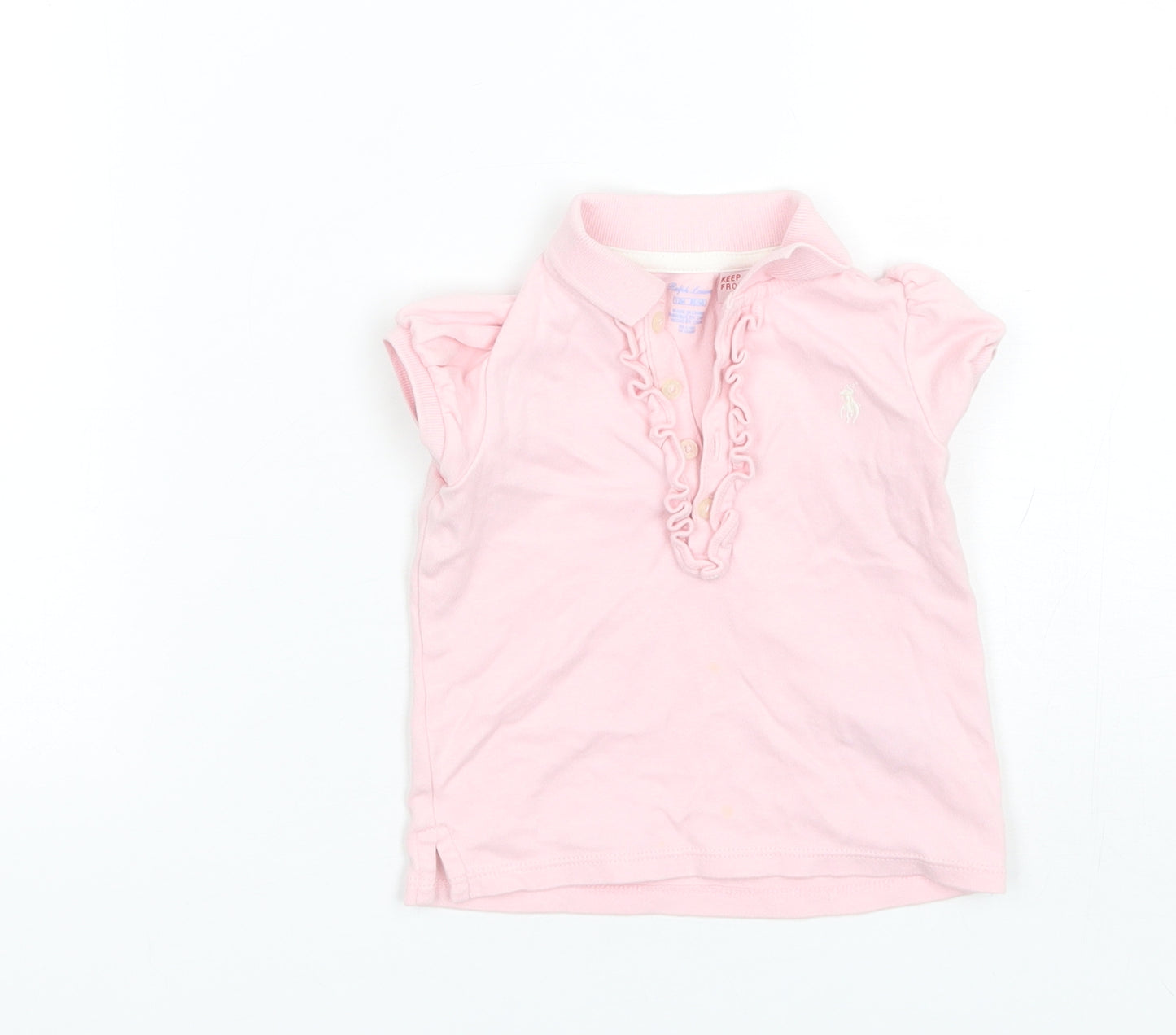 Ralph Lauren Baby Pink  Cotton Basic T-Shirt Size 12 Months Collared