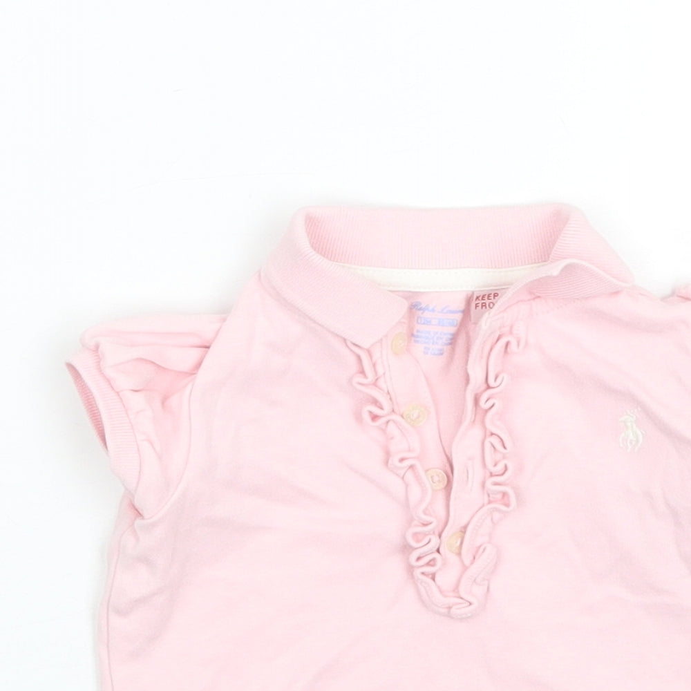 Ralph Lauren Baby Pink  Cotton Basic T-Shirt Size 12 Months Collared