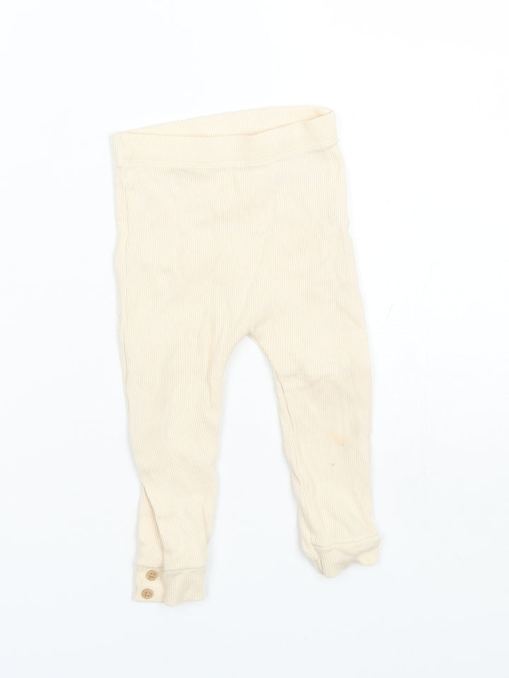 George Baby Beige Cotton Jogger Trousers Size 9 Months