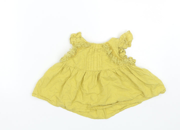NEXT Baby Yellow Cotton Shift Size 12-18 Months Round Neck