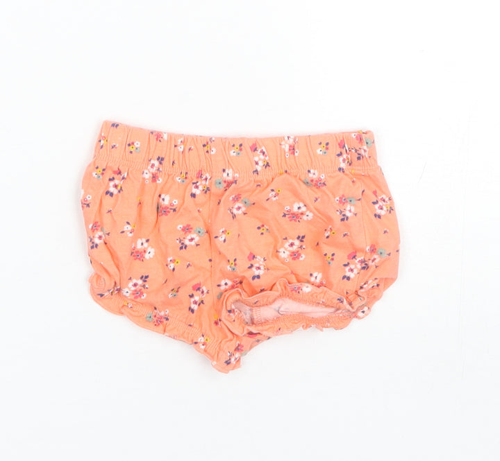 F&F Baby Orange Floral Cotton Jogger Trousers Size 6-9 Months