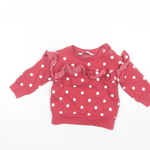 V by Very Baby Red Polka Dot Cotton Pullover Jumper Size 9-12 Months