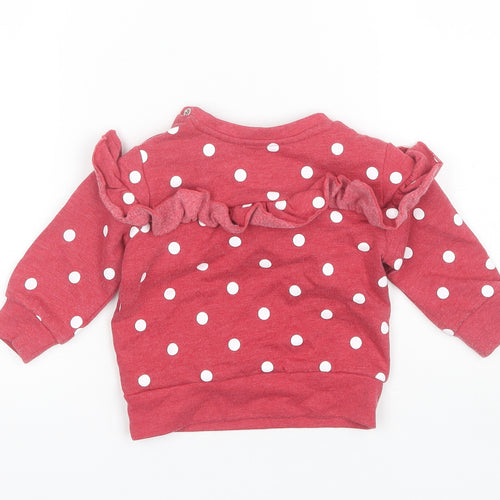 V by Very Baby Red Polka Dot Cotton Pullover Jumper Size 9-12 Months