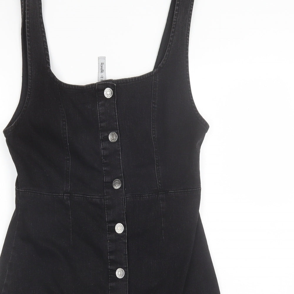Denim Co Womens Black  Cotton Mini  Size 14  Round Neck