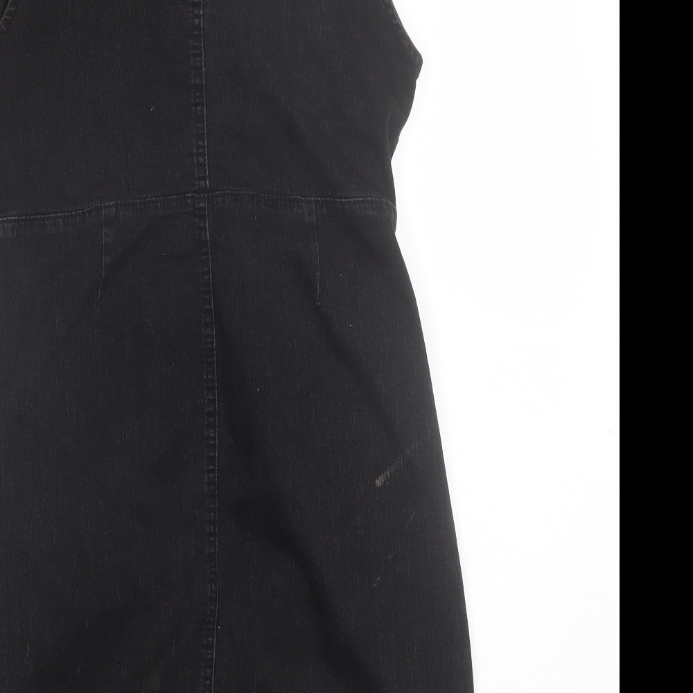 Denim Co Womens Black  Cotton Mini  Size 14  Round Neck