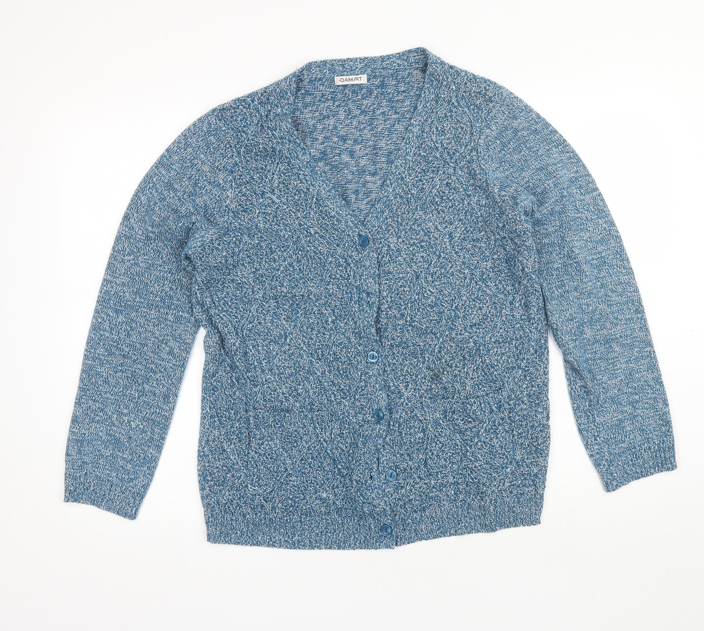 Damart Womens Blue V-Neck  Acrylic Cardigan Jumper Size 14