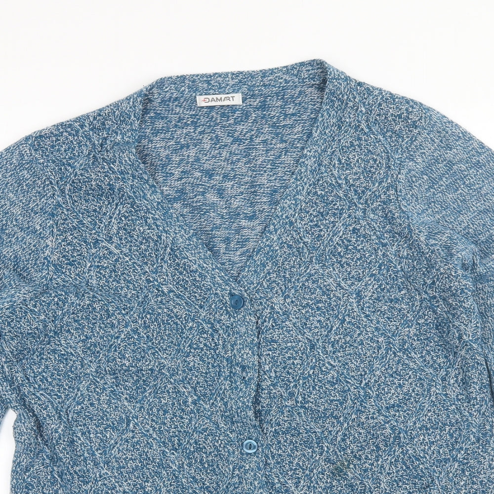 Damart Womens Blue V-Neck  Acrylic Cardigan Jumper Size 14