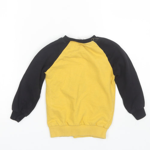 Preworn Boys Yellow Round Neck  Cotton Pullover Jumper Size 2 Years   - Batman