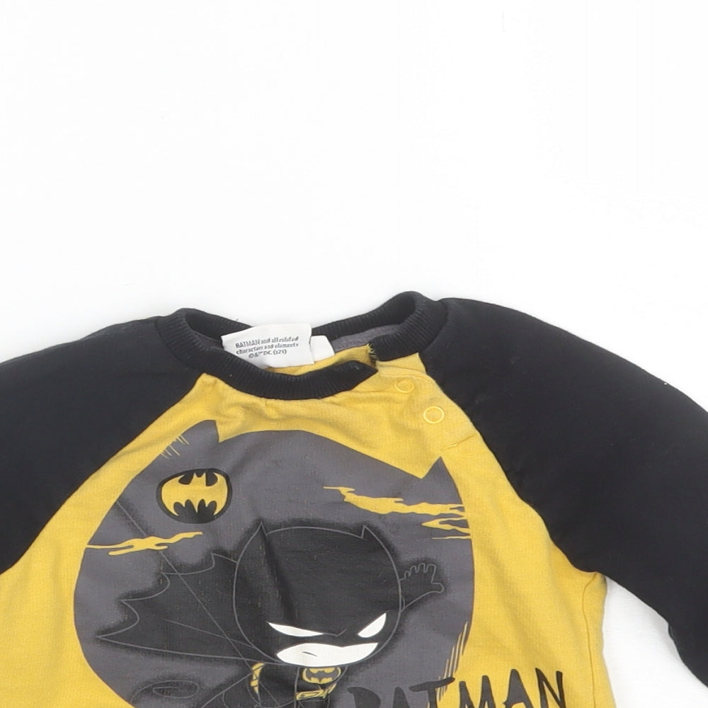 Preworn Boys Yellow Round Neck  Cotton Pullover Jumper Size 2 Years   - Batman