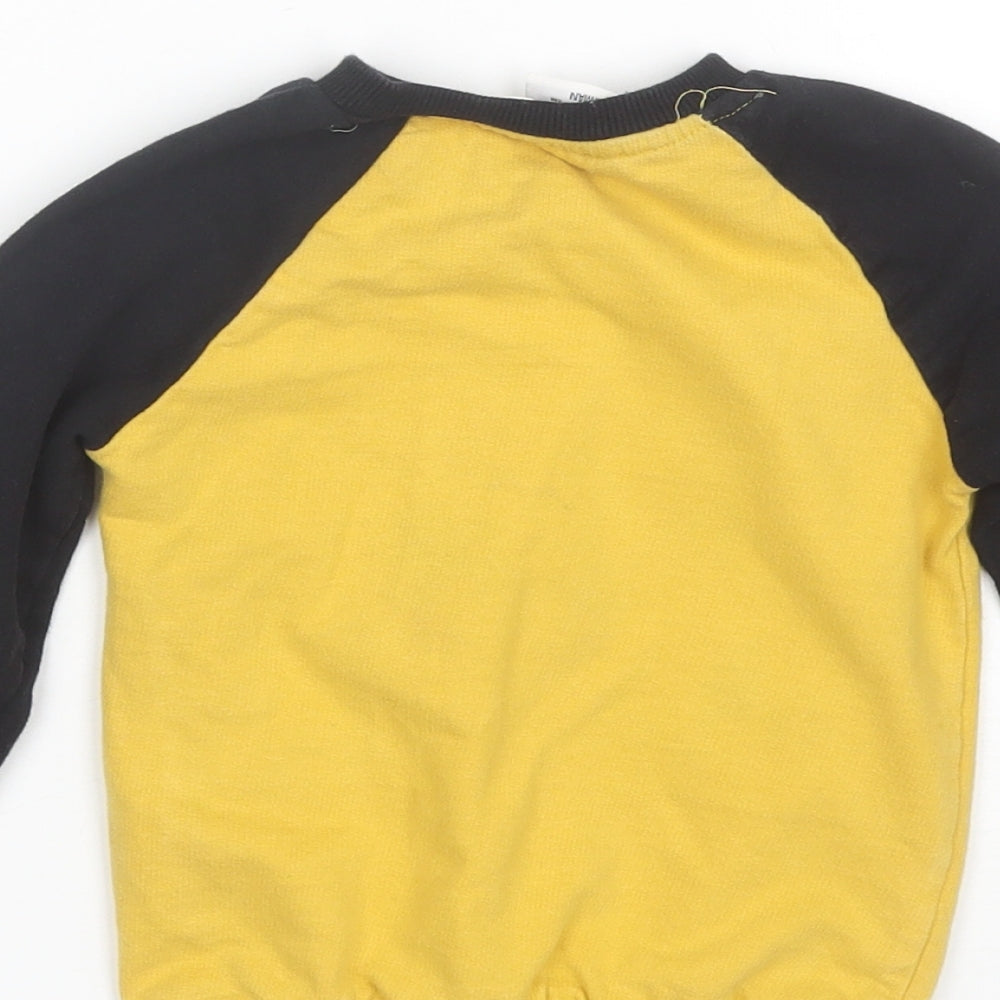 Preworn Boys Yellow Round Neck  Cotton Pullover Jumper Size 2 Years   - Batman