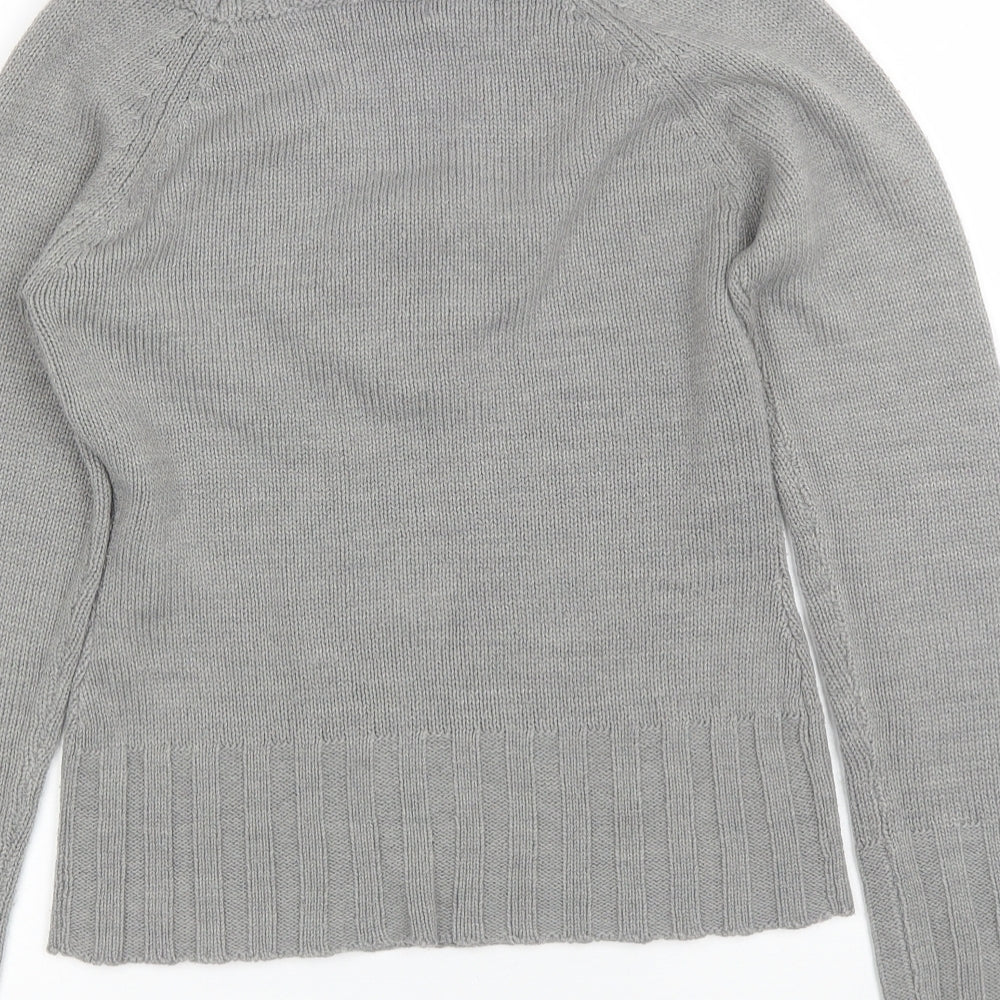 Redoute Womens Grey V-Neck  Acrylic Pullover Jumper Size 4
