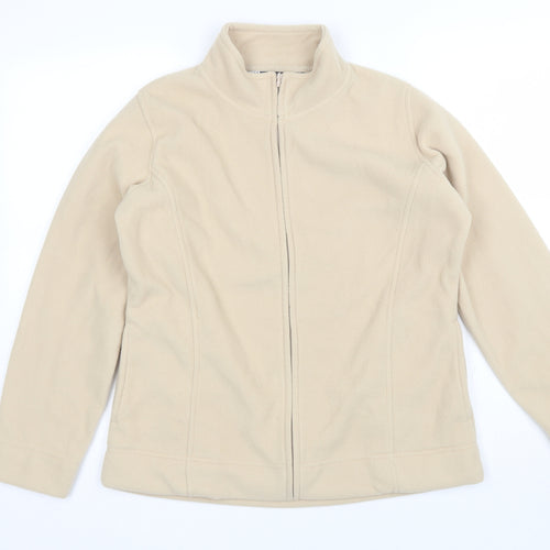 Isle Womens Beige Collared  Polyester Full Zip Jumper Size M