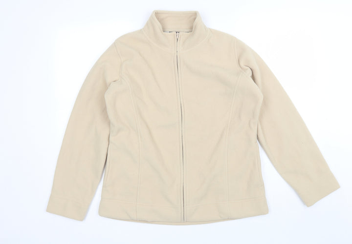 Isle Womens Beige Collared  Polyester Full Zip Jumper Size M