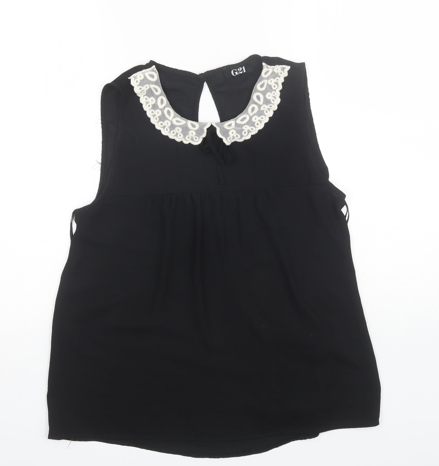 George Womens Black  Polyester Basic Blouse Size 10 Round Neck