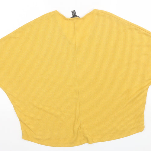 New Look Womens Yellow  Viscose Basic Blouse Size M V-Neck