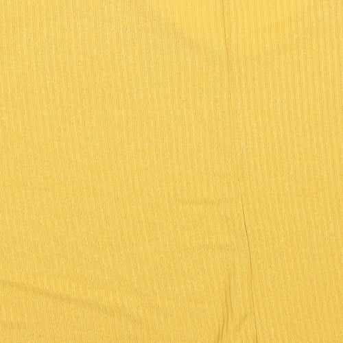New Look Womens Yellow  Viscose Basic Blouse Size M V-Neck