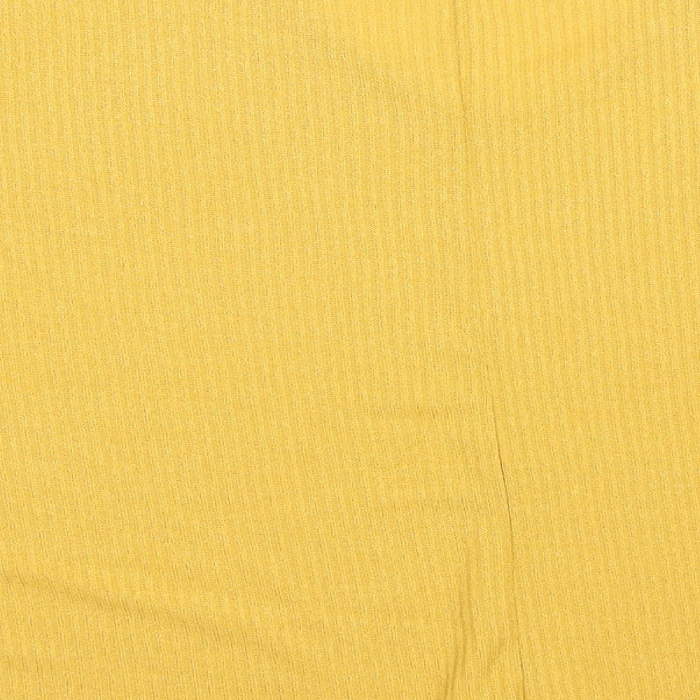 New Look Womens Yellow  Viscose Basic Blouse Size M V-Neck