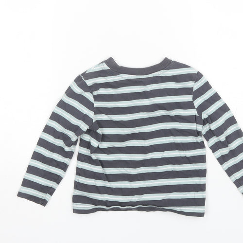 George Baby Blue Striped Cotton Basic T-Shirt Size 24 Months Round Neck