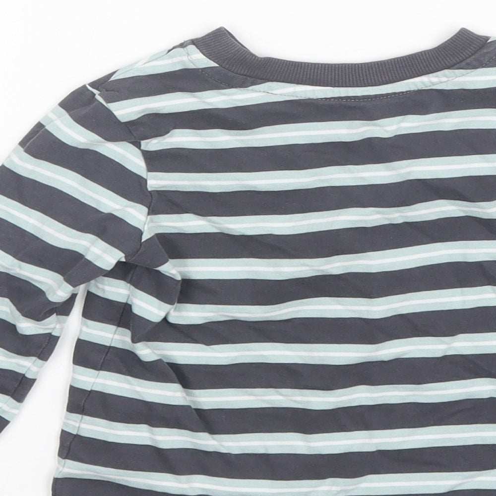 George Baby Blue Striped Cotton Basic T-Shirt Size 24 Months Round Neck
