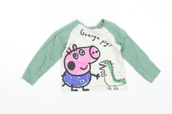 George Baby Green Cotton Basic T-Shirt Size 18-24 Months Round Neck