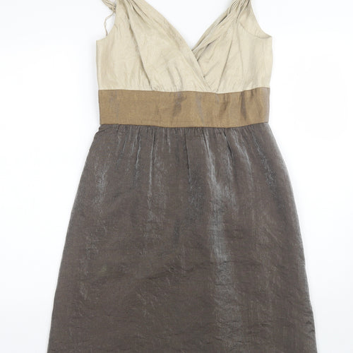 Adrianna Papell Womens Brown  Polyester Shift  Size 8  V-Neck