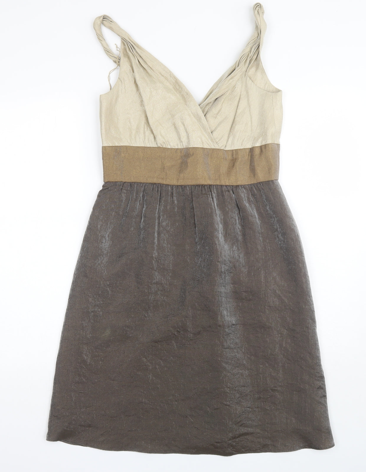 Adrianna Papell Womens Brown  Polyester Shift  Size 8  V-Neck