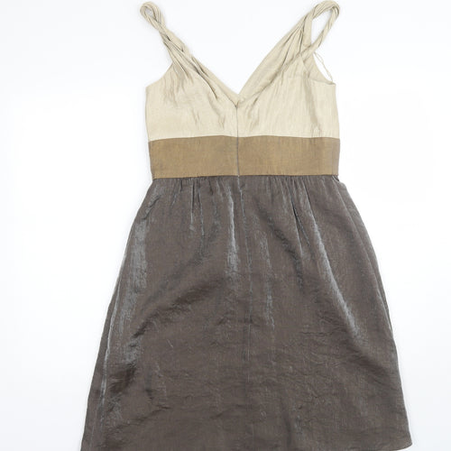 Adrianna Papell Womens Brown  Polyester Shift  Size 8  V-Neck