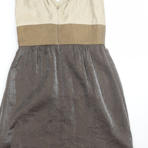 Adrianna Papell Womens Brown  Polyester Shift  Size 8  V-Neck