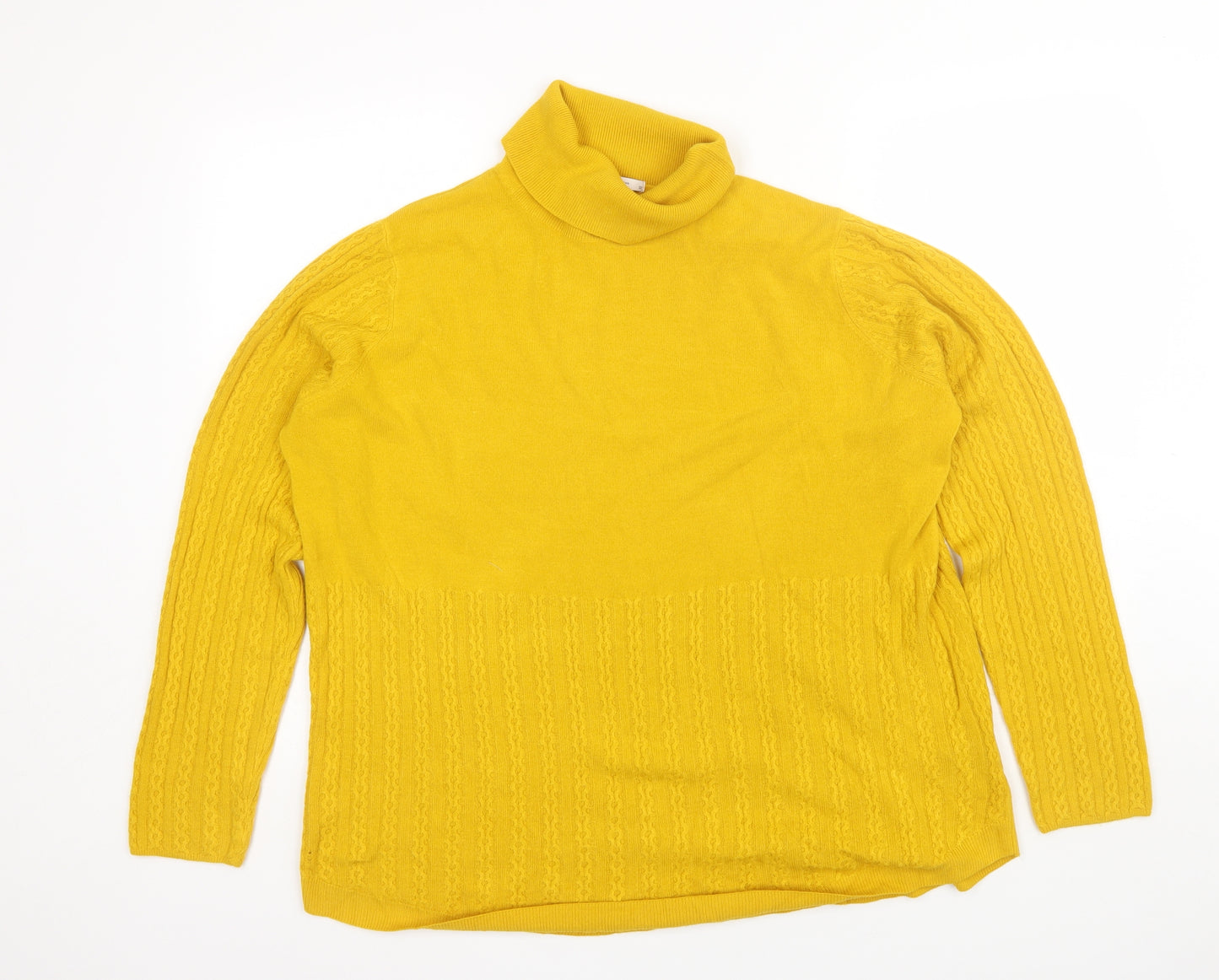 TU Womens Yellow Roll Neck  Acrylic Pullover Jumper Size 22