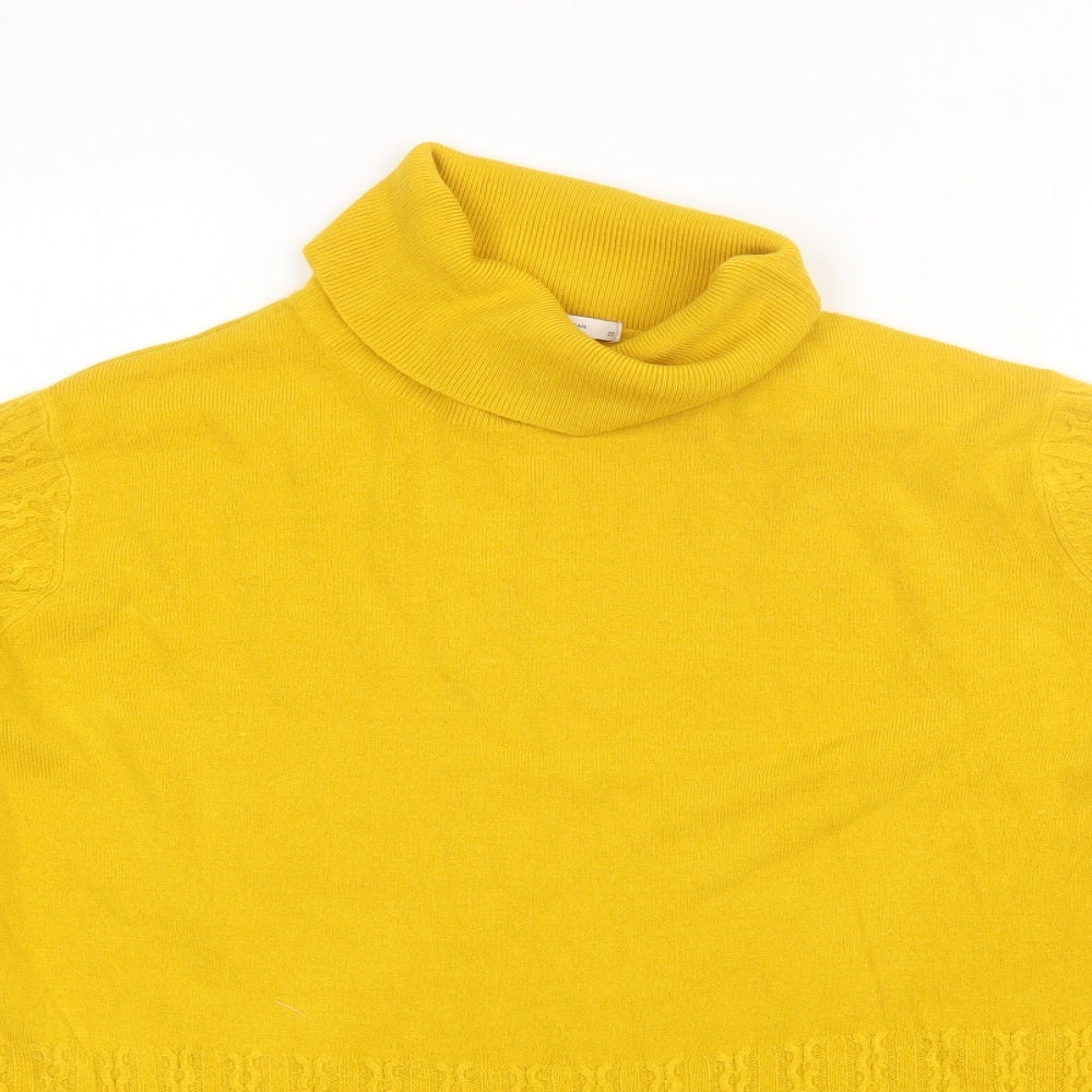 TU Womens Yellow Roll Neck  Acrylic Pullover Jumper Size 22
