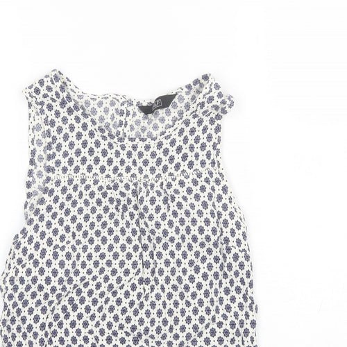F&F Womens Blue Floral Viscose Basic Blouse Size 8 Round Neck