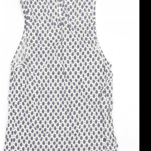 F&F Womens Blue Floral Viscose Basic Blouse Size 8 Round Neck